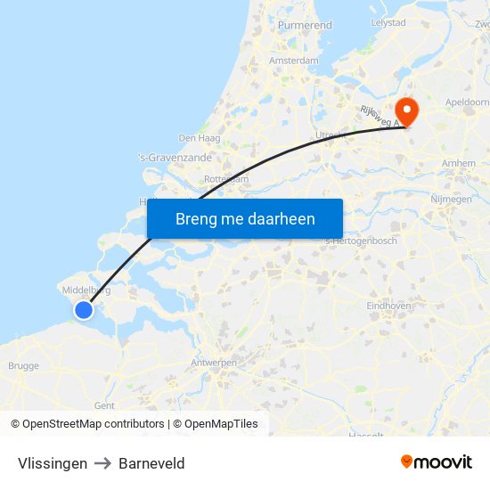 Vlissingen to Barneveld map
