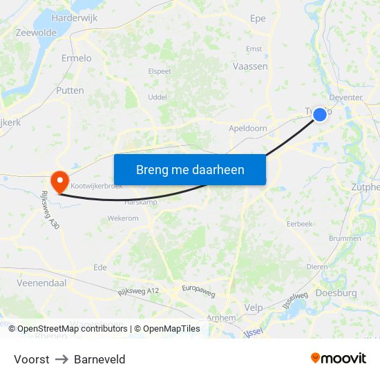 Voorst to Barneveld map