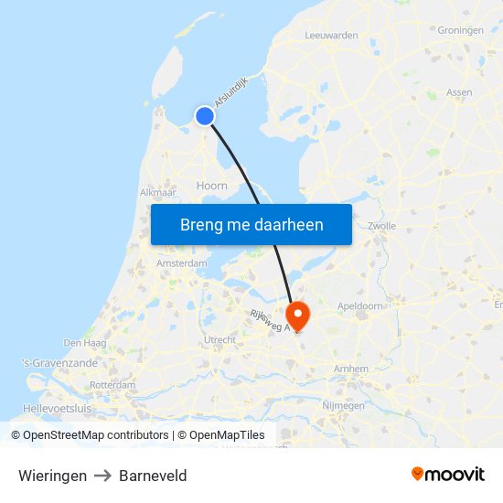 Wieringen to Barneveld map