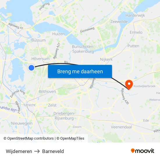 Wijdemeren to Barneveld map