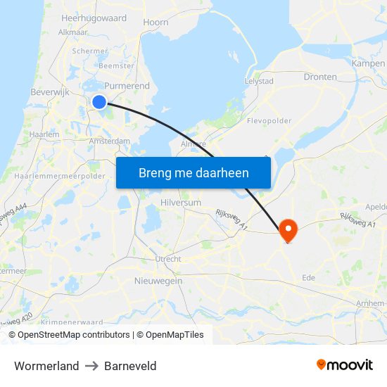 Wormerland to Barneveld map