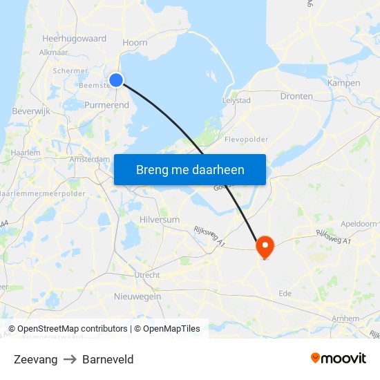 Zeevang to Barneveld map