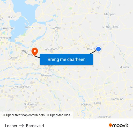 Losser to Barneveld map