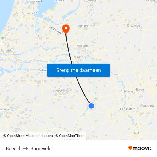 Beesel to Barneveld map