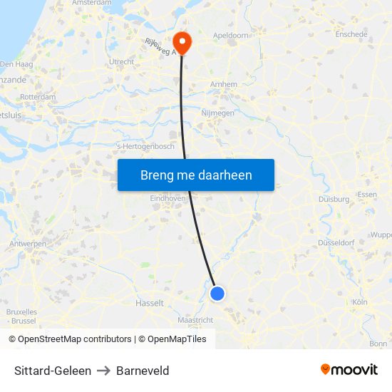 Sittard-Geleen to Barneveld map