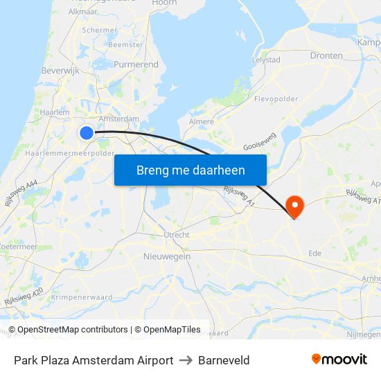 Park Plaza Amsterdam Airport to Barneveld map