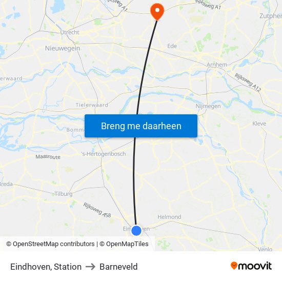 Eindhoven, Station to Barneveld map