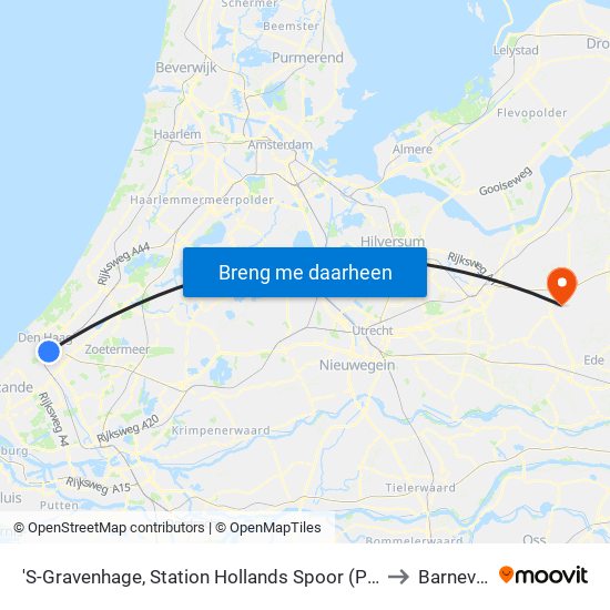 'S-Gravenhage, Station Hollands Spoor (Perron A) to Barneveld map