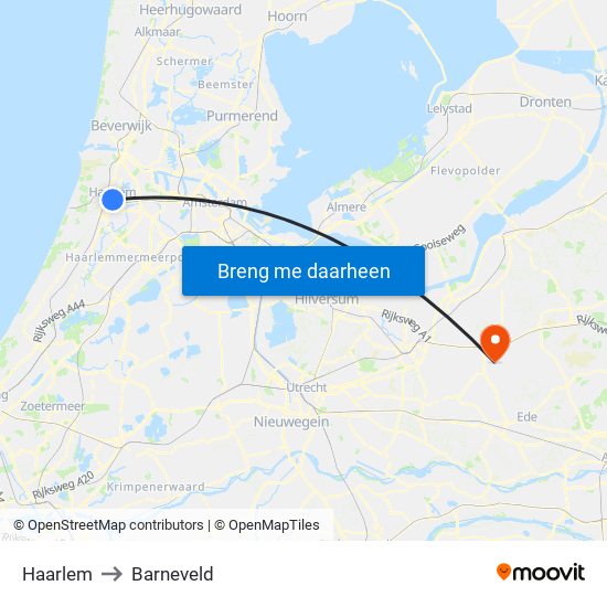 Haarlem to Barneveld map