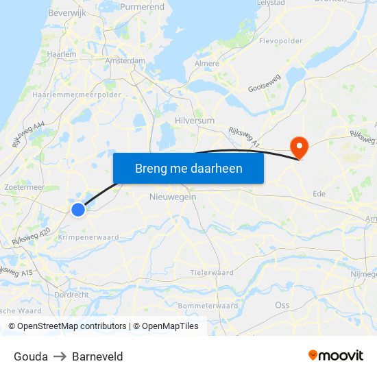 Gouda to Barneveld map