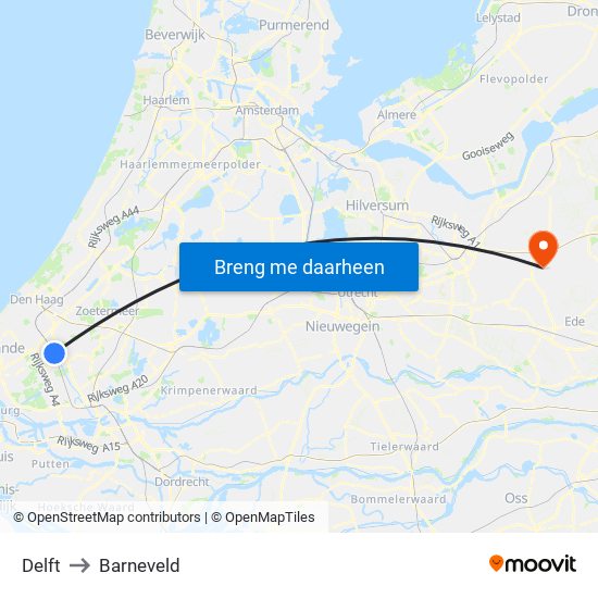Delft to Barneveld map