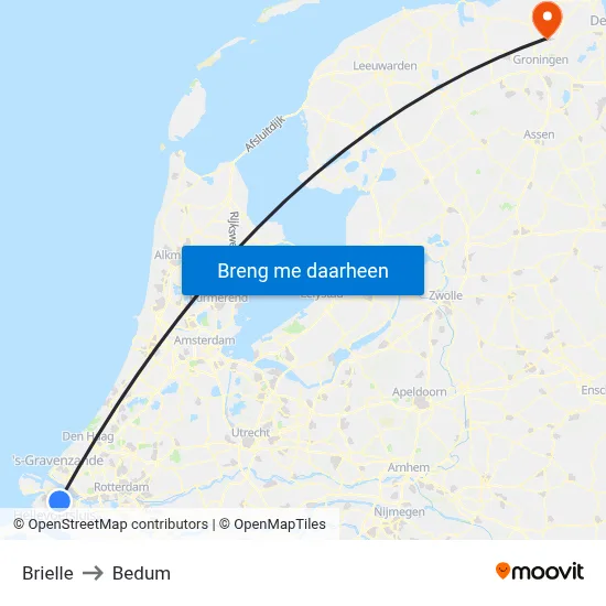 Brielle to Bedum map