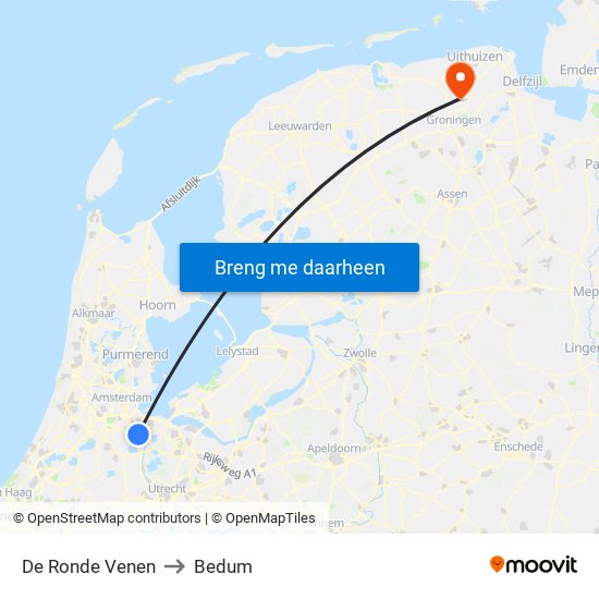 De Ronde Venen to Bedum map