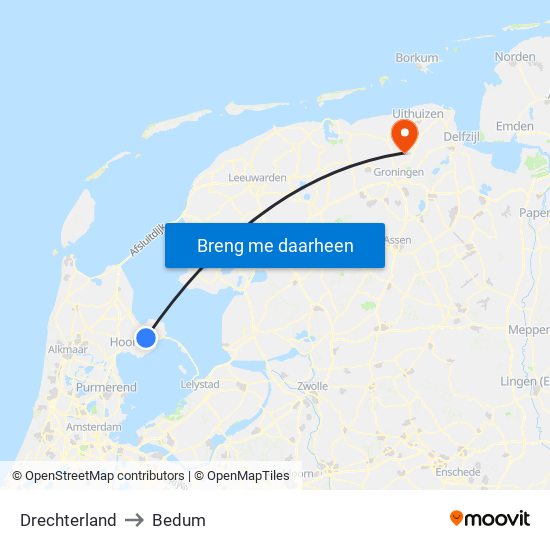 Drechterland to Bedum map