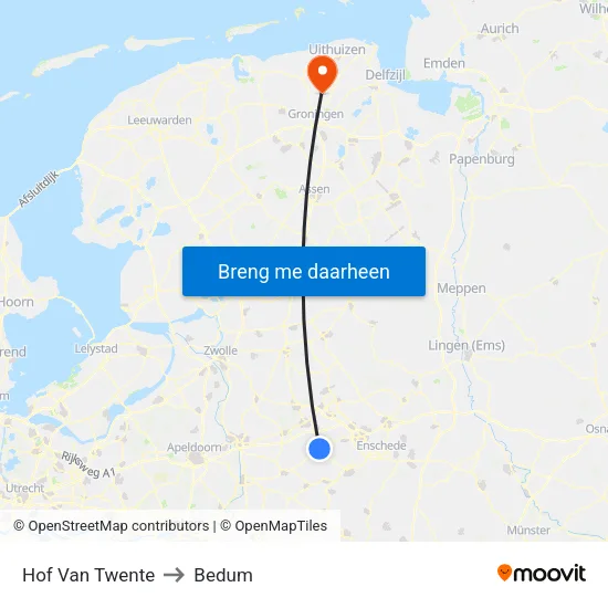 Hof Van Twente to Bedum map