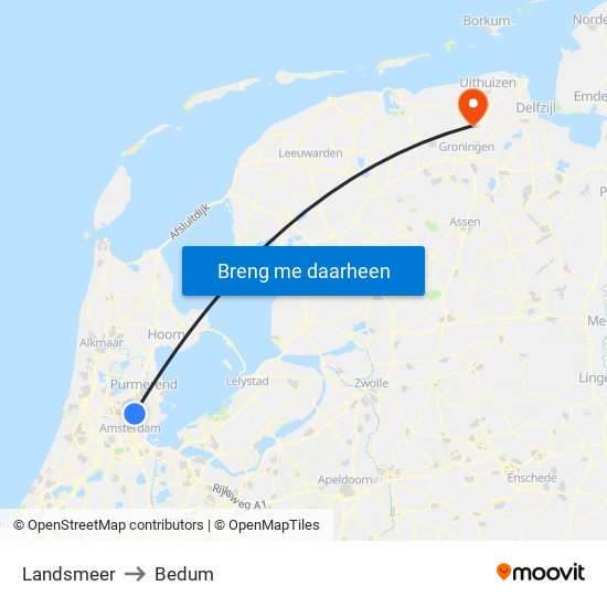 Landsmeer to Bedum map