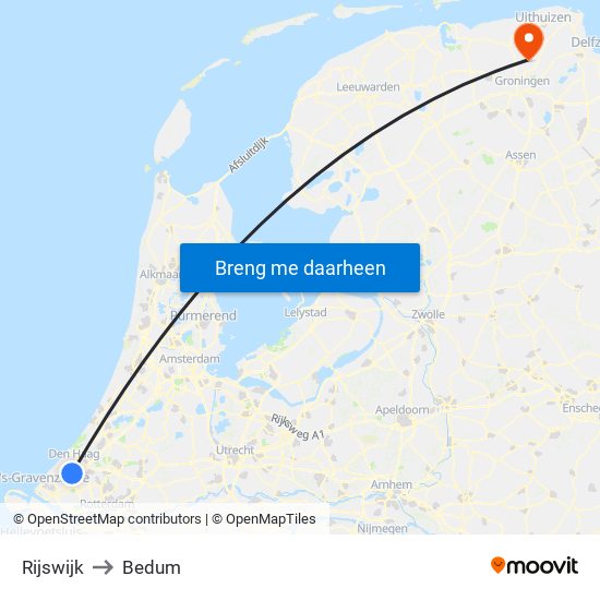 Rijswijk to Bedum map