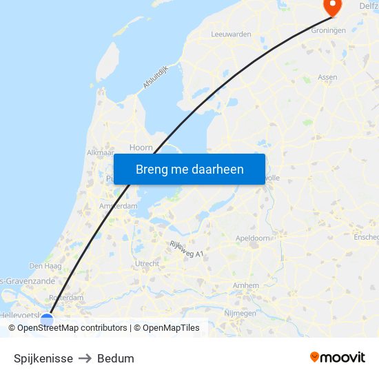 Spijkenisse to Bedum map