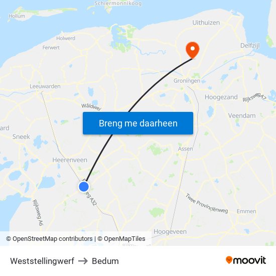 Weststellingwerf to Bedum map