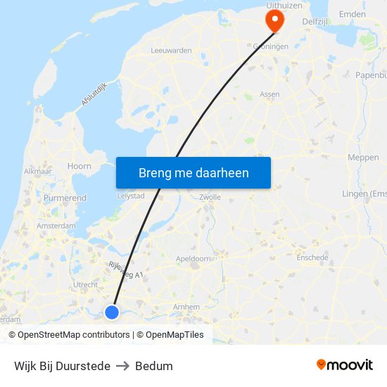 Wijk Bij Duurstede to Bedum map