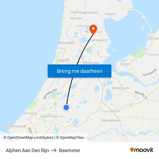 Alphen Aan Den Rijn to Beemster map