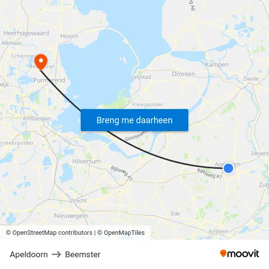 Apeldoorn to Beemster map
