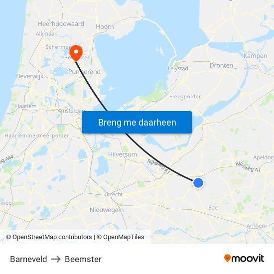 Barneveld to Beemster map