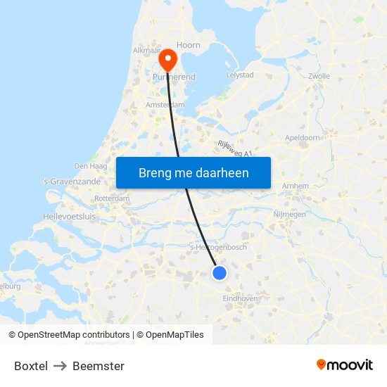 Boxtel to Beemster map