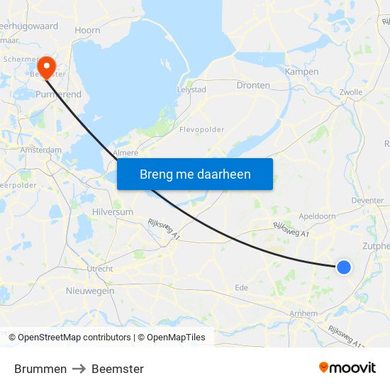 Brummen to Beemster map