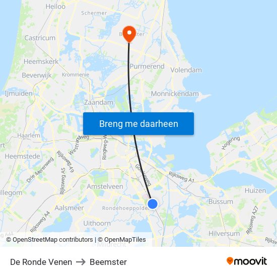 De Ronde Venen to Beemster map