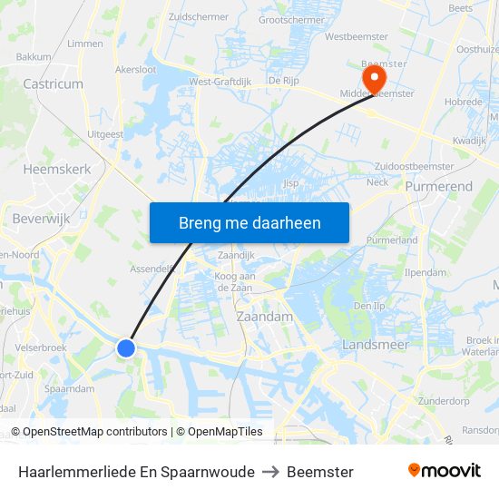 Haarlemmerliede En Spaarnwoude to Beemster map