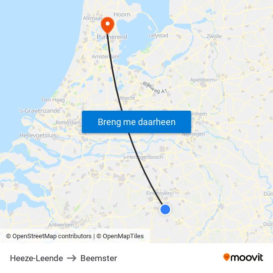 Heeze-Leende to Beemster map