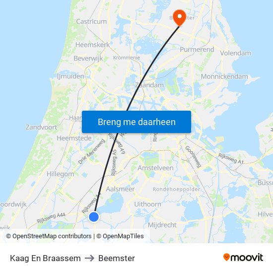 Kaag En Braassem to Beemster map