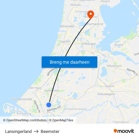 Lansingerland to Beemster map