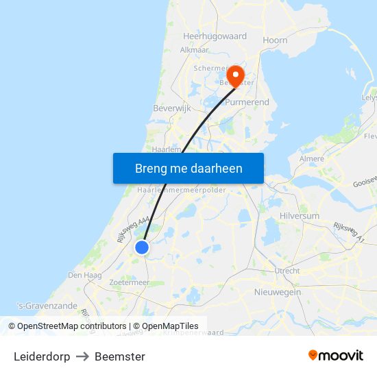 Leiderdorp to Beemster map