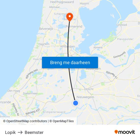 Lopik to Beemster map