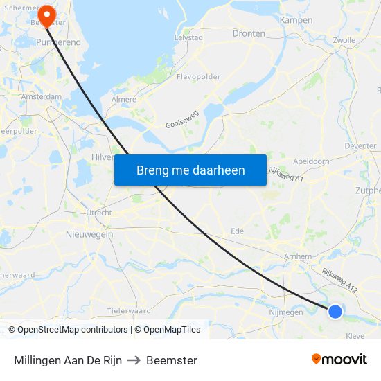 Millingen Aan De Rijn to Beemster map