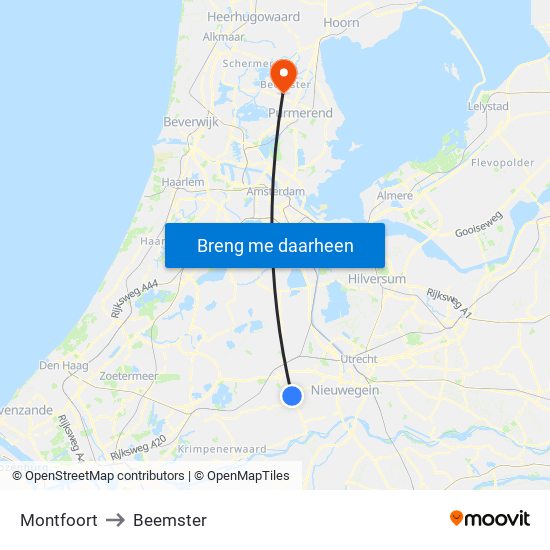Montfoort to Beemster map