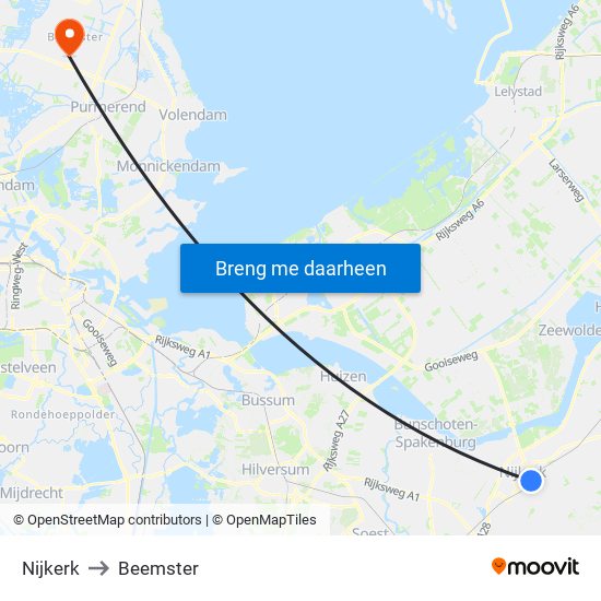 Nijkerk to Beemster map