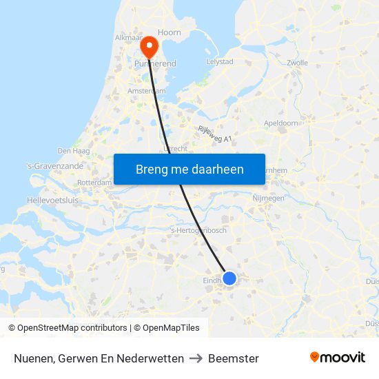Nuenen, Gerwen En Nederwetten to Beemster map