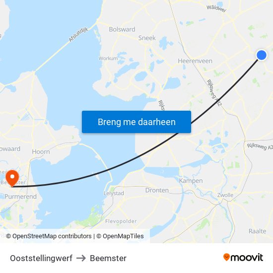 Ooststellingwerf to Beemster map