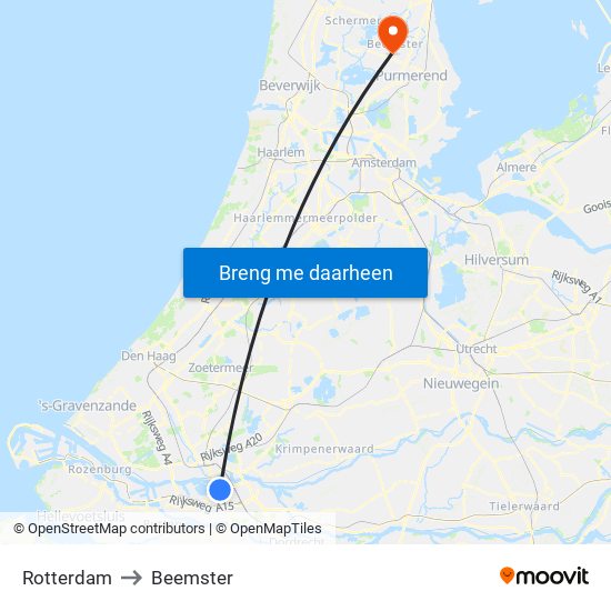 Rotterdam to Beemster map