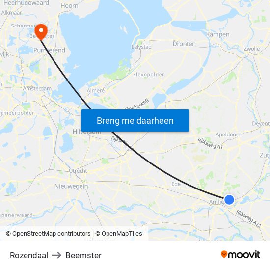 Rozendaal to Beemster map