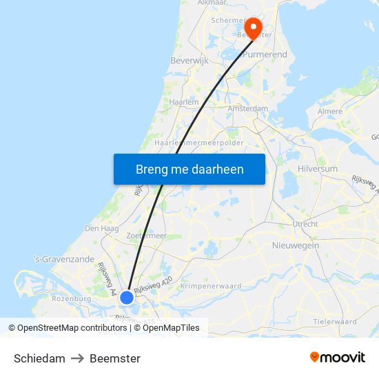 Schiedam to Beemster map