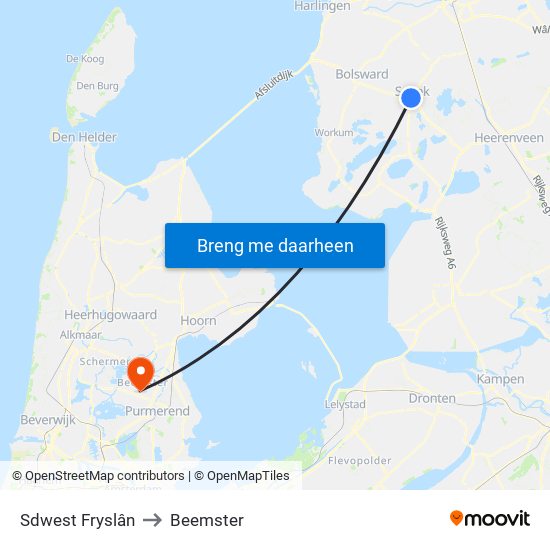 Sdwest Fryslân to Beemster map