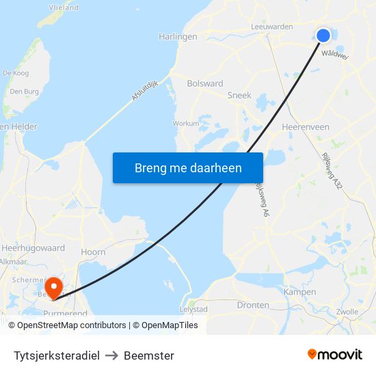 Tytsjerksteradiel to Beemster map