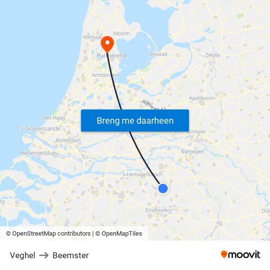 Veghel to Beemster map