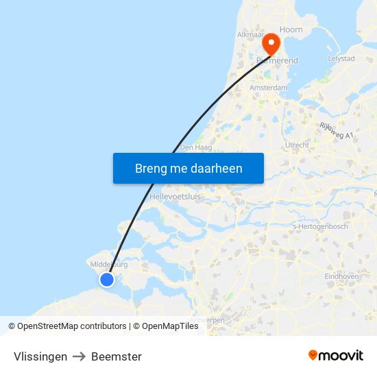 Vlissingen to Beemster map