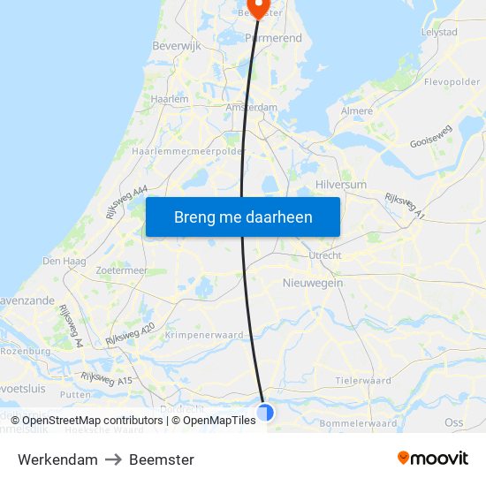 Werkendam to Beemster map
