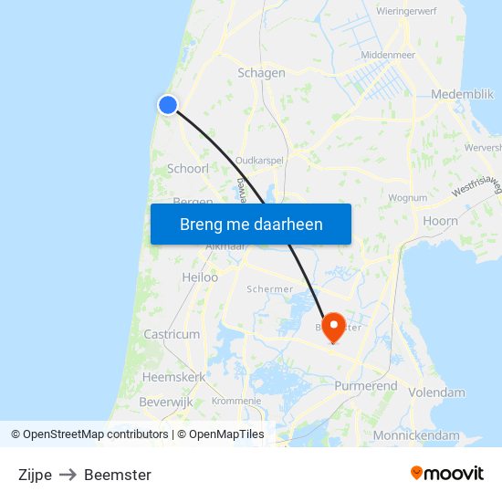 Zijpe to Beemster map